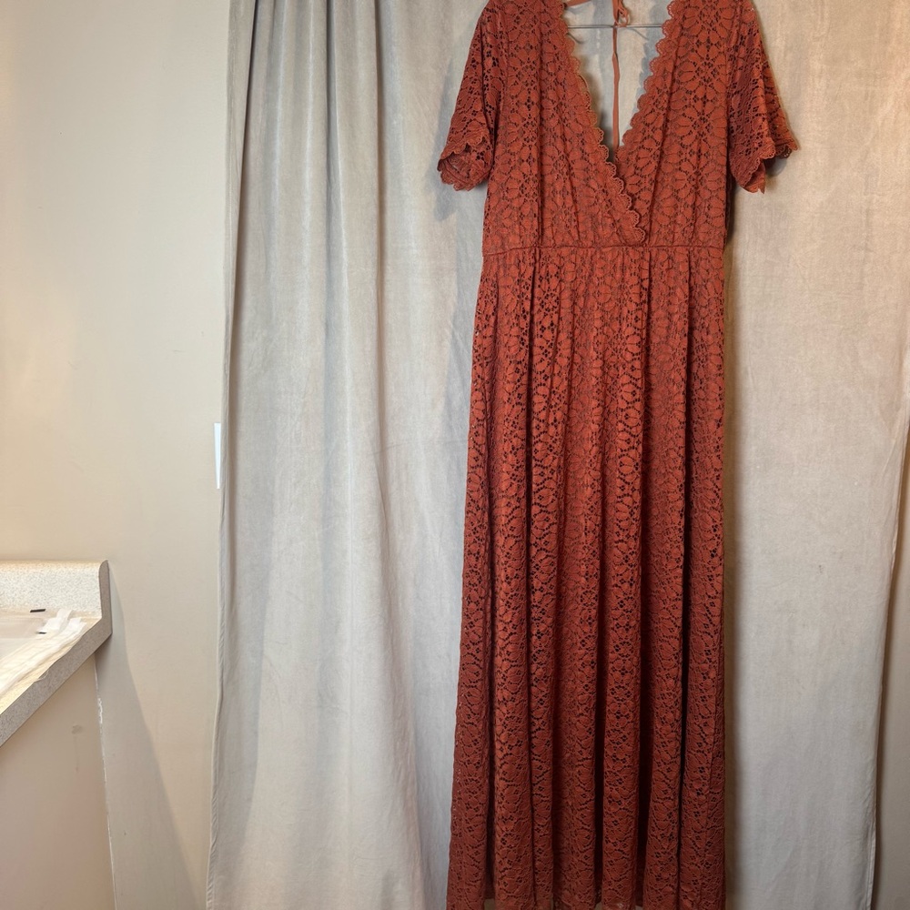Baltic Born Terracotta Lace Maxi Dress Warm brown Orange Boho NWT XXL - Picture 3 of 12
